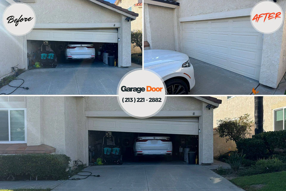 Before and after: garage door repair Upland, IN